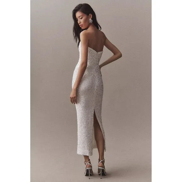 NWT Helsi Leslie Strapless Sequin Midi Dress White - Size Small -Retails $395 - Picture 3 of 16